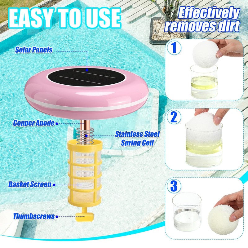 Solar Pool Ionizer Cleaner Automatic Floating Water Purifier Upgraded Copper ... gallery