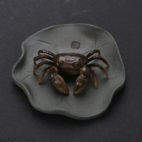creative zisha tea pet color change crab on lotus yixing purple clay tea play gallery