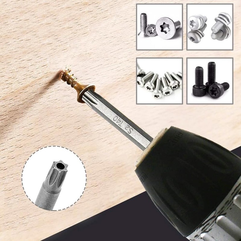Single Magnetic Torx Bit Security Pin 50-200mm Screwdriver 1/4" Hex Star T6-T40 gallery