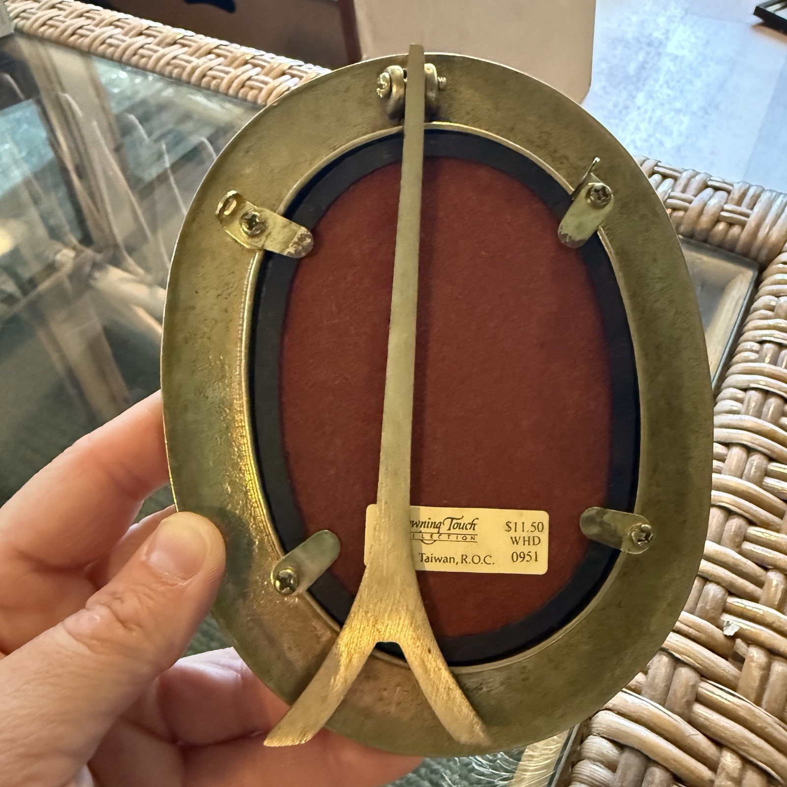 Vintage Crowning Touch Brass Mirror 6 Inch Oval Floral Easelback Made In Taiwan gallery