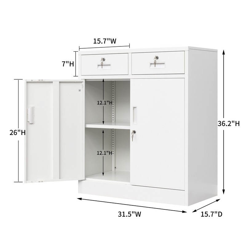 CJF Locking Metal Storage Cabinet with 2 Doors and Drawers for Office/Garage gallery