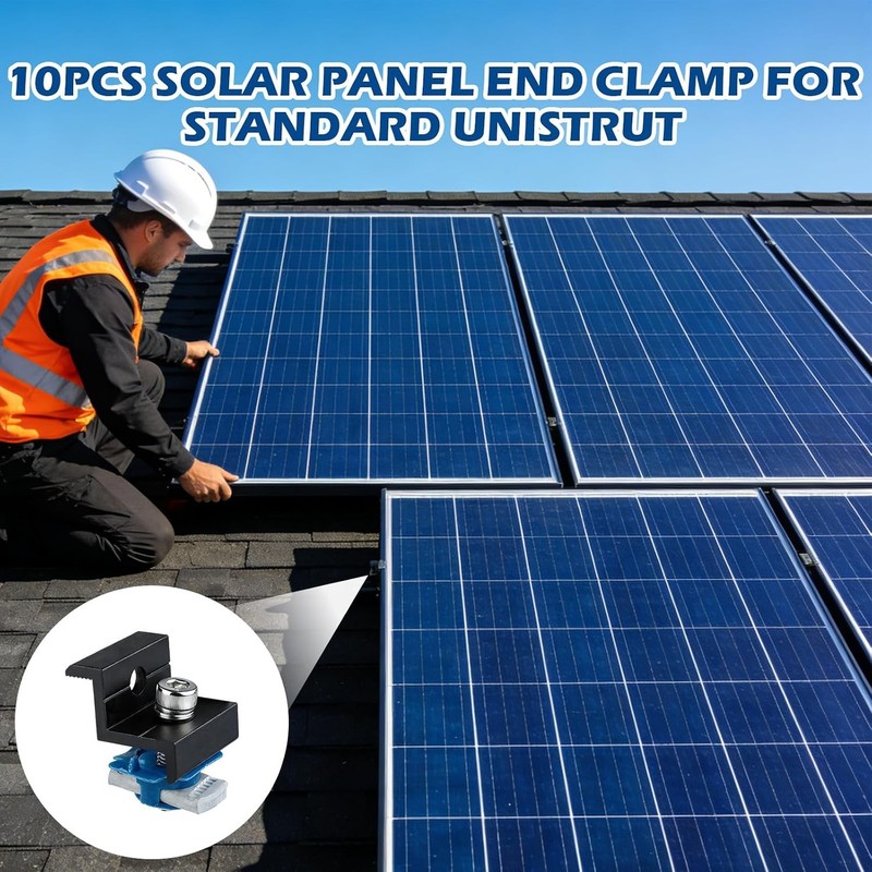 10pcs Solar Panel End Clamp Compatible with Standard Unistrut, Premium Aluminum gallery