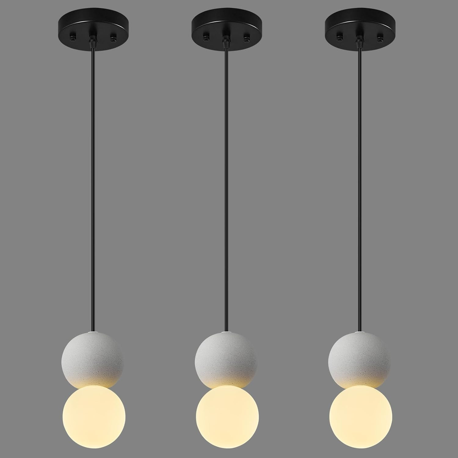 Modern 1-Light Concrete Pendant Light Kitchen Islandceiling Light Fixture White gallery