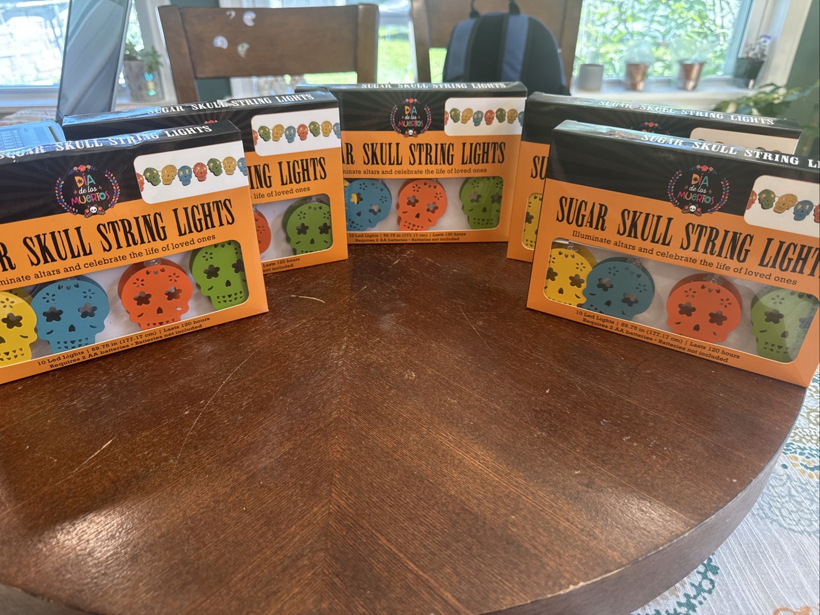 Dia de los Muertos Sugar Skull String Lights 5 Box Lot 10 LED 70in New Sealed gallery