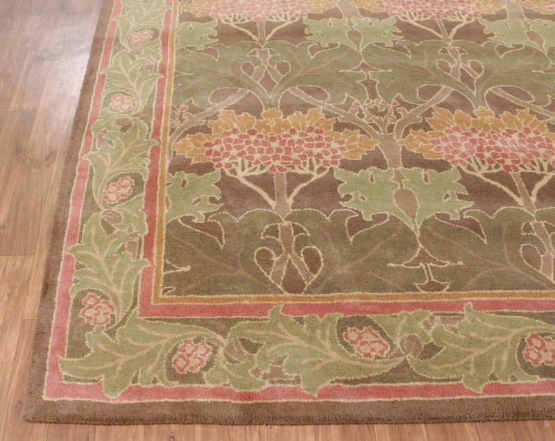 Handmade William Morris Wool Area Rug Floral Art Nouveau Vintage Look Tufted Rug gallery