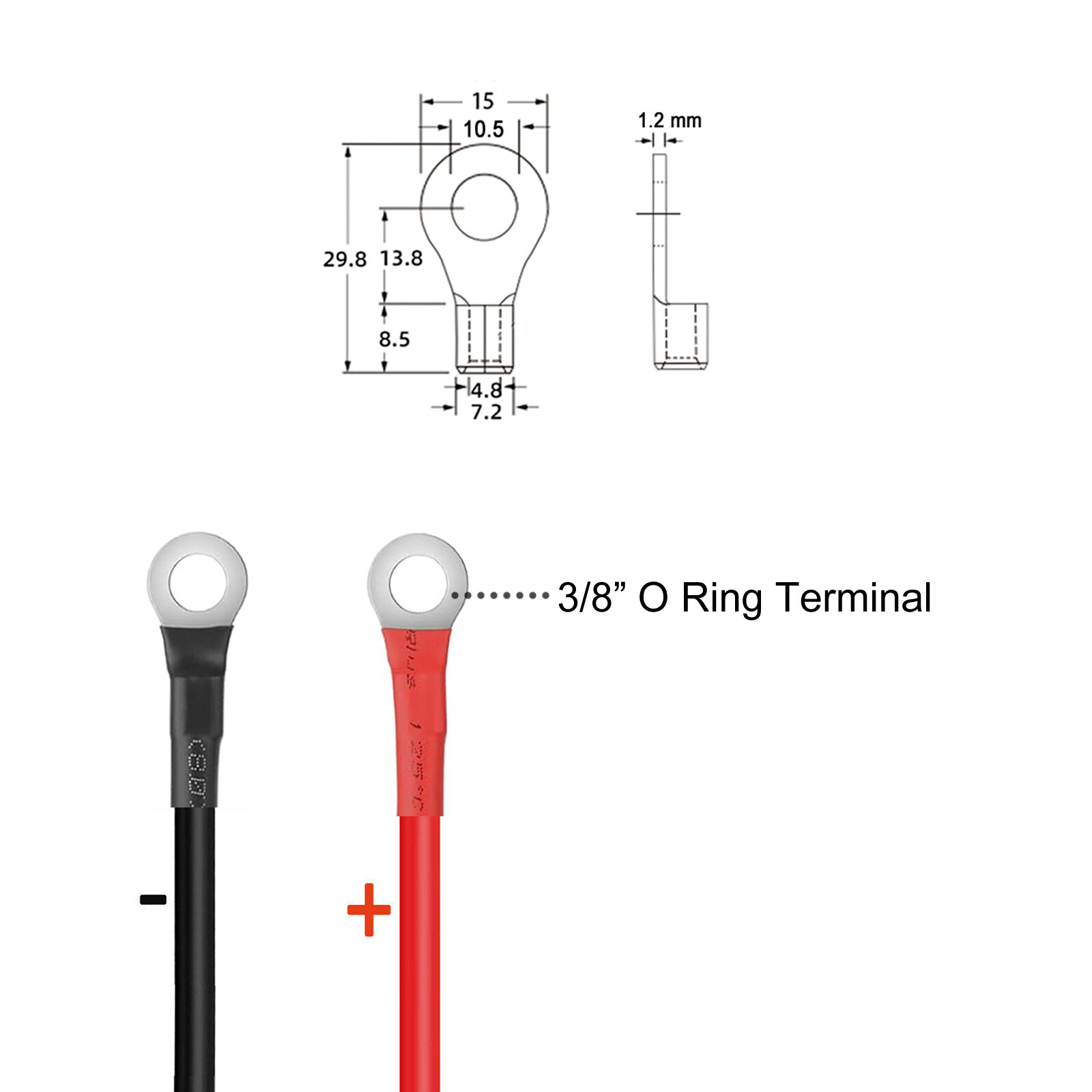 10 AWG Battery Cable 3/8" O Ring Terminal PV Wire Inverter Solar Car Marine RV gallery