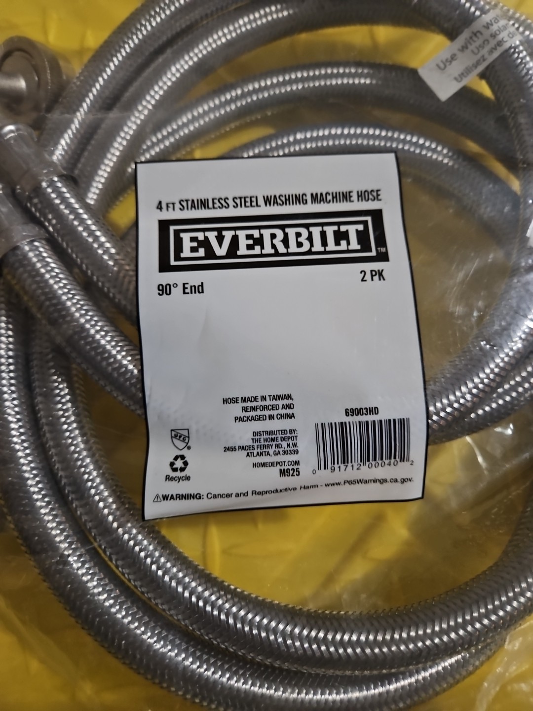 Everbilt 4 ft. Stainless Steel Washing Machine Hose Connector (2-Pack) New gallery