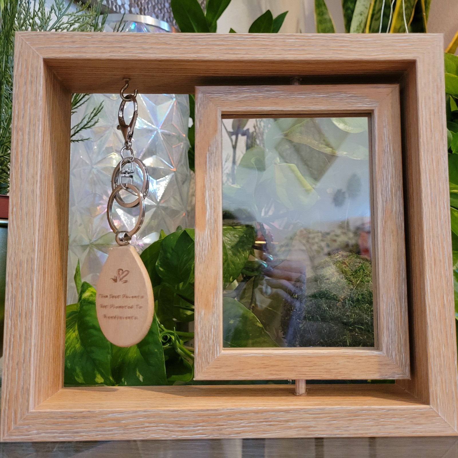 Wood Photo Frame Keychain Gift Set Grandparents Picture Grandchildren Display gallery