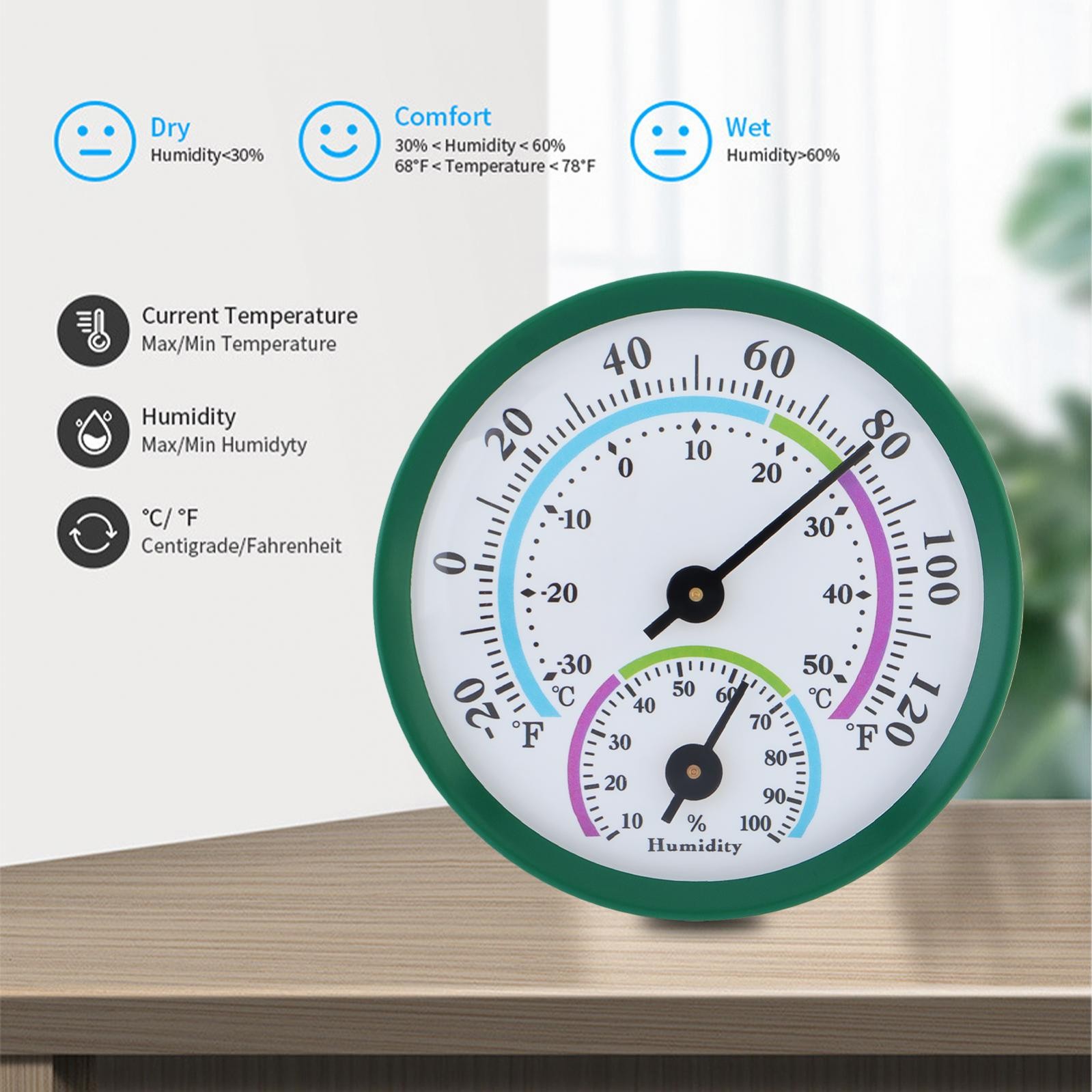 Analog Indoor/Outdoor Thermometer Hygrometer Temperature Humidity Meter Mini gallery