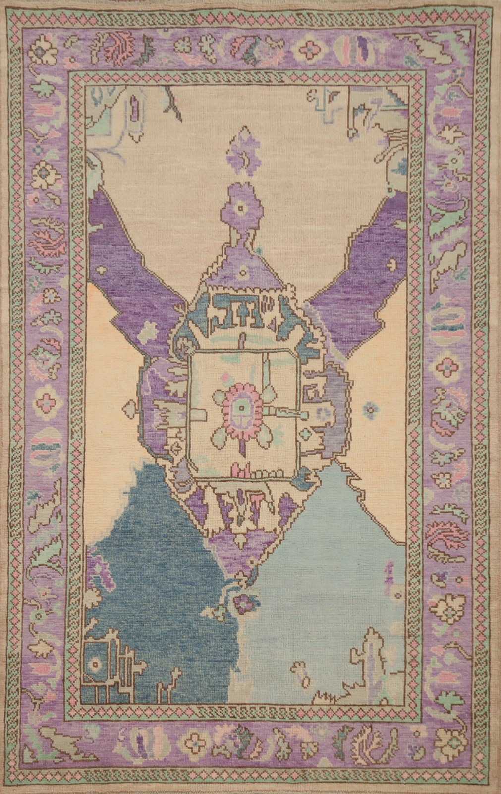 Transitional Oushak Turkish Area Rug 4x7 Ft Handmade Vegetable Dye Wool Carpet gallery
