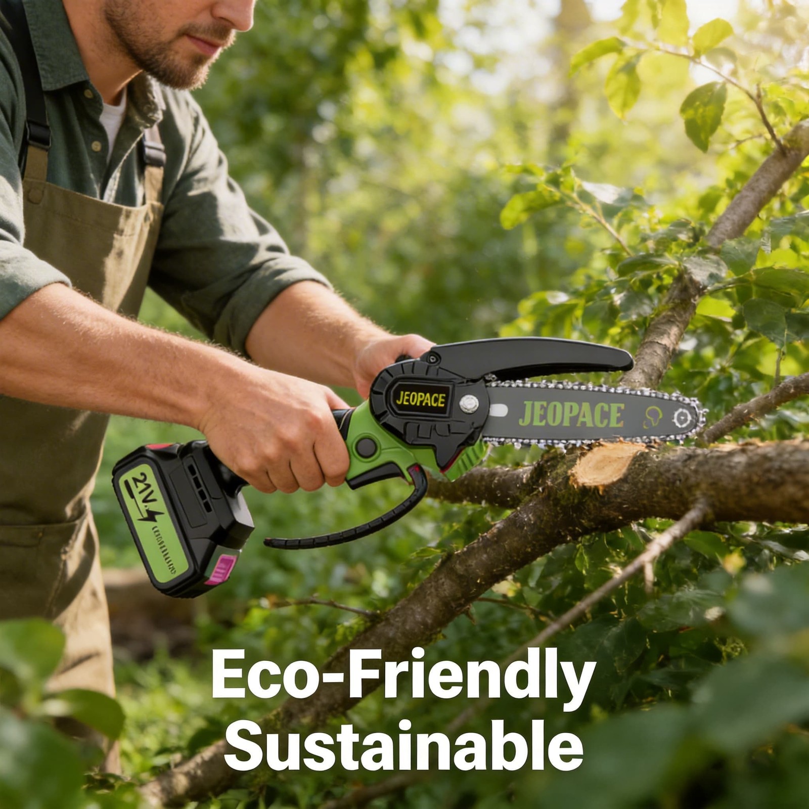 Mini Electric Chainsaw 6 Inch Cordless Handheld Pruning Saw with 2 Batteries Kit gallery