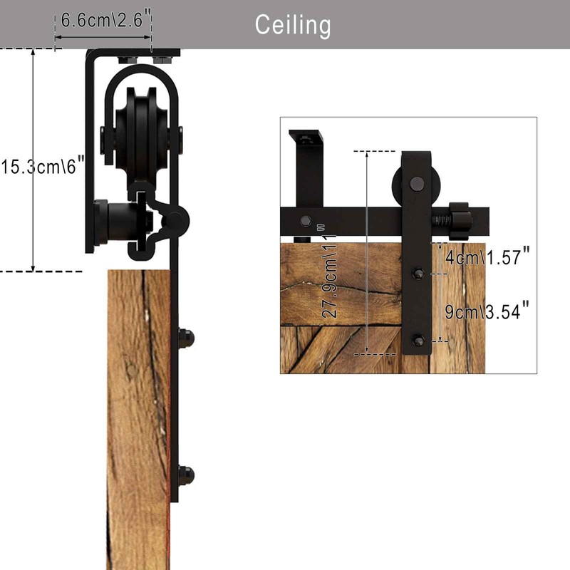 4FT-20FT Sliding Barn Door Hardware Kit Rail Roller Closet Ceiling Mount Track gallery
