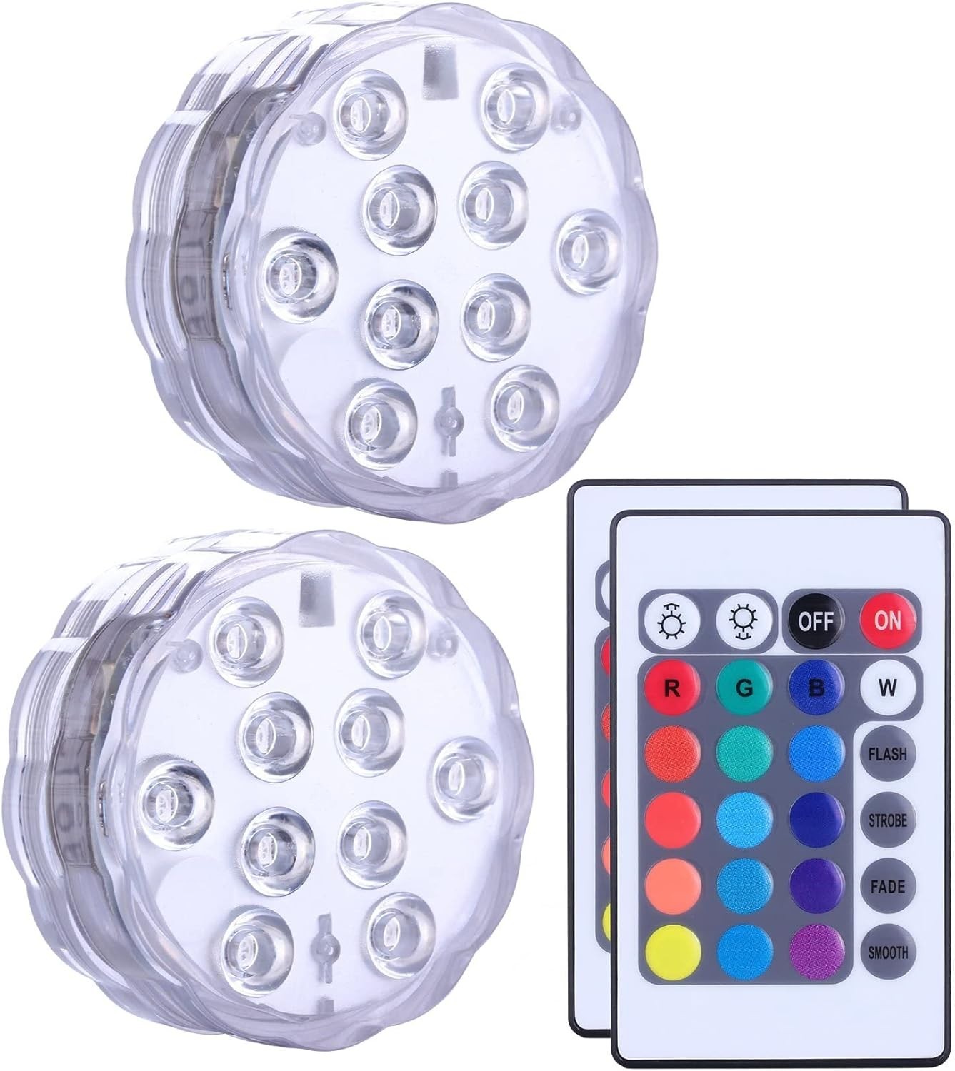 2pack Submersible LED Lights Remote Control Battery Powered,RGB Multi Color gallery