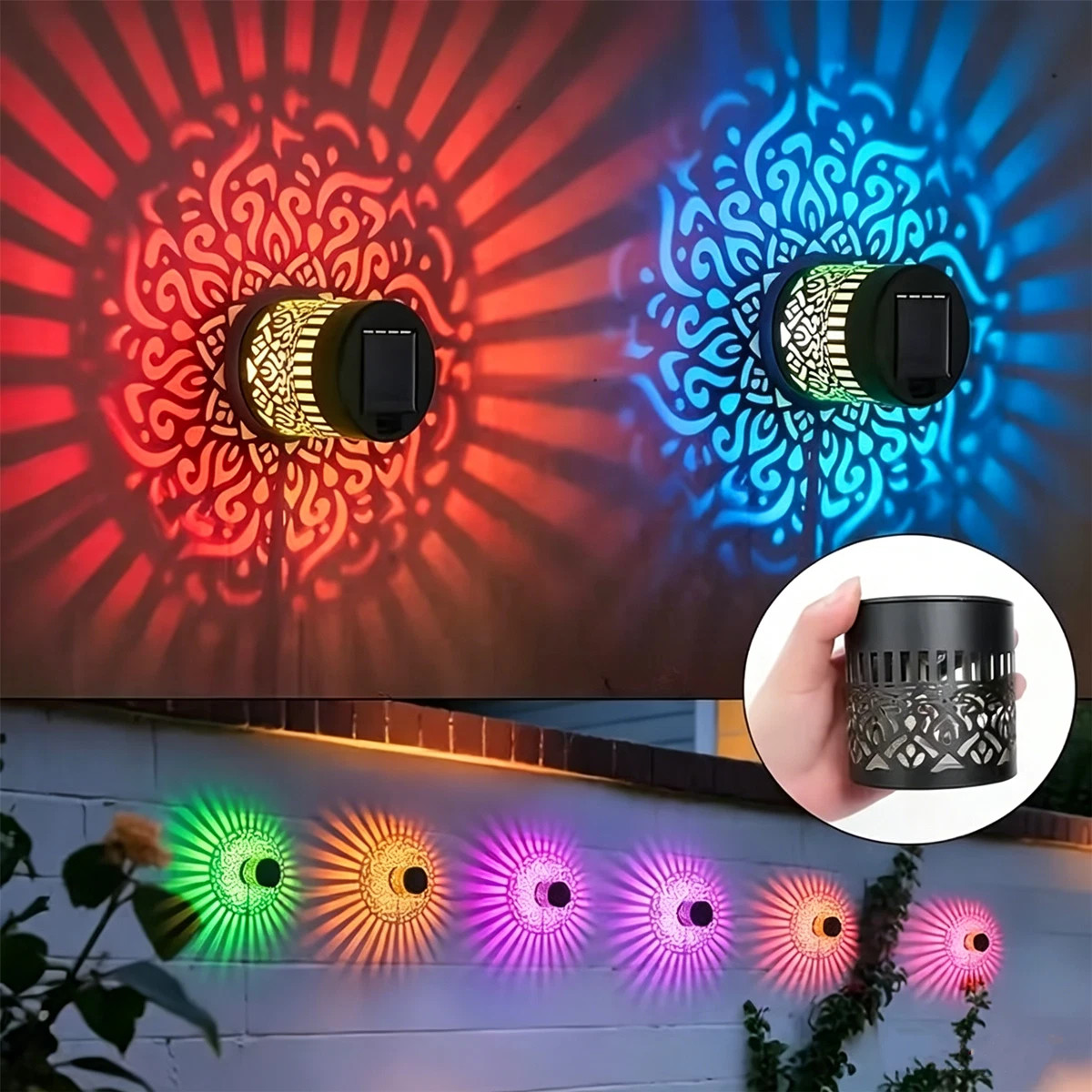 Decorative Solar Mandala Lights, Solar Wall Step Deck Light Outdoor Garden Decor gallery