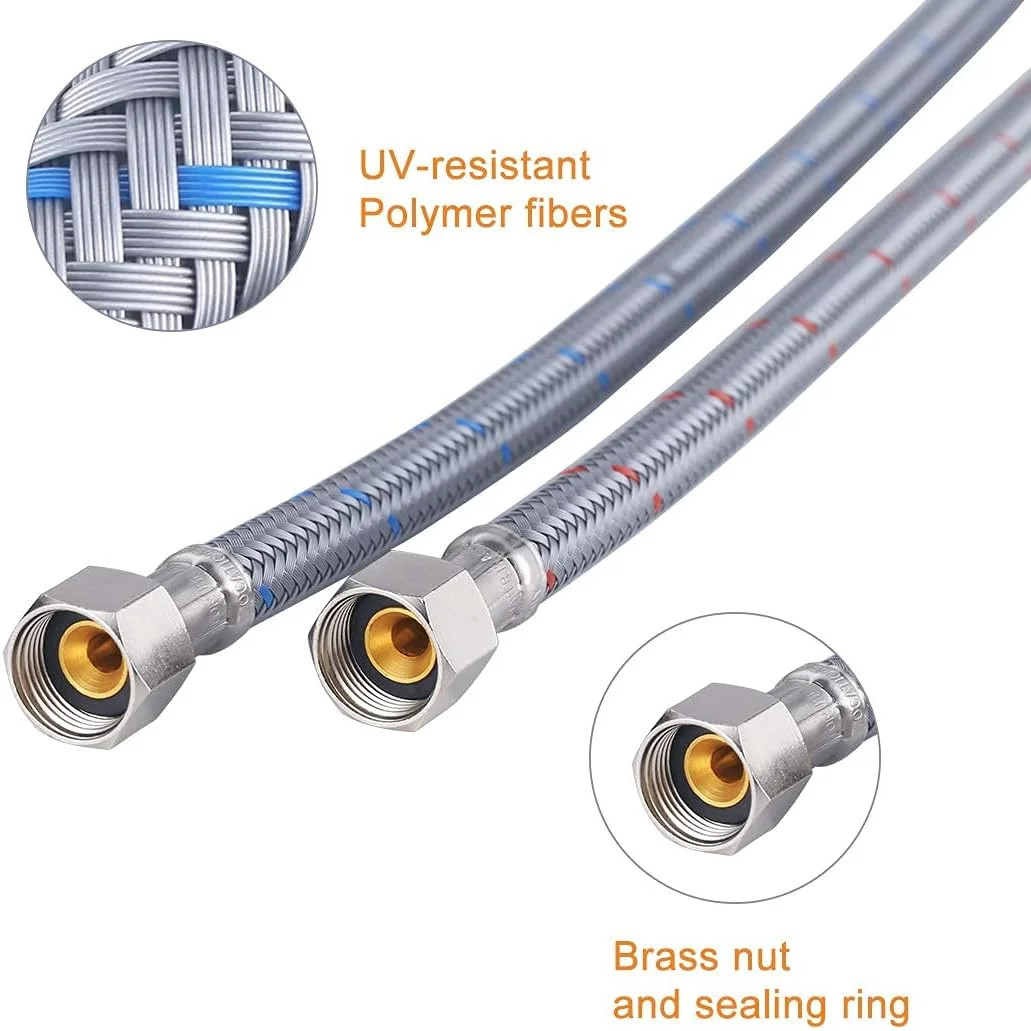 WOWOW 24 Inch Faucet Supply Hoses Bathroom Kitchen Faucet Sink Hose Braided Nylo gallery