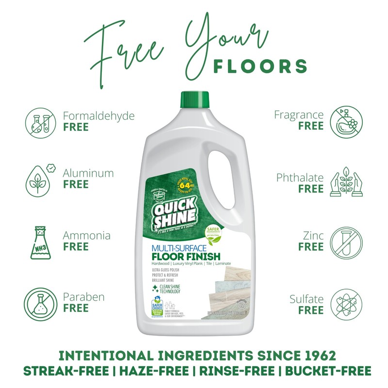 Quick Shine Multi-Surface Floor Finish-Polish 64oz-4pk | Safer Choice, No PF... gallery