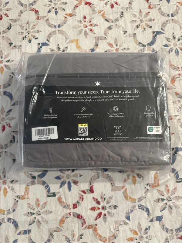 Miracle Made Self-Cooling Self-Cleaning Luxe Sheets Set Charcoal Gray Size QUEEN gallery