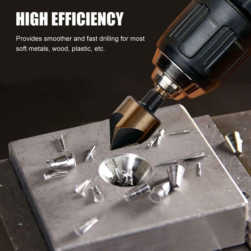 6PC COUNTERSINK TOOL BIT SET COUNTER SINK FOR STEEL METAL WOOD PLASTIC ALUMINUM gallery