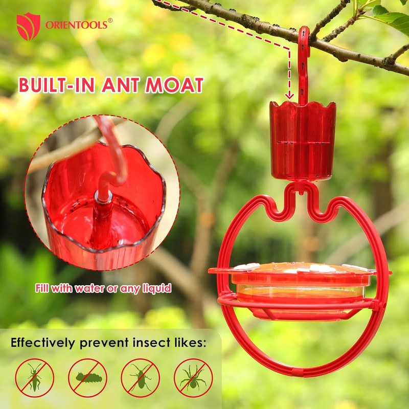 ORIENTOOLS Hummingbird Feeders for Outdoors Hanging 9.5 Oz Plastic Humming Birds gallery