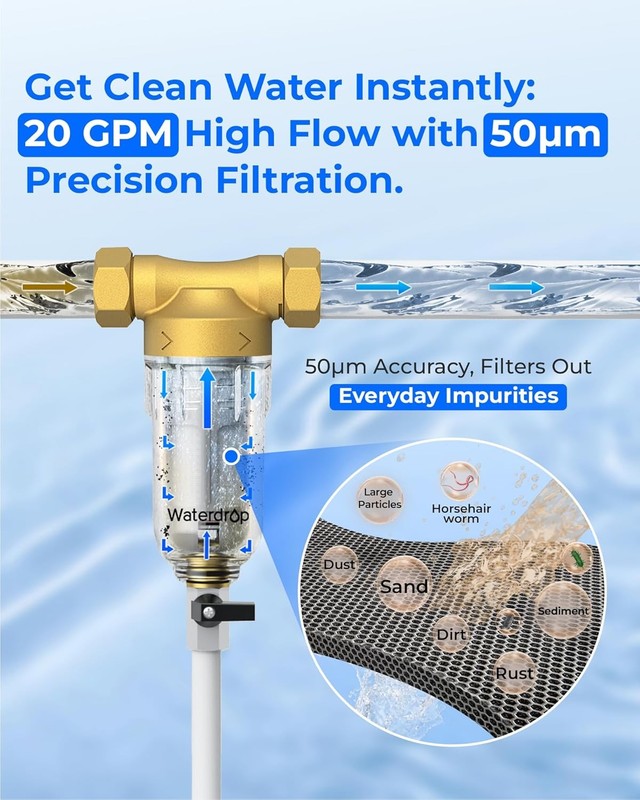 Waterdrop Spin Down Sediment Filter, Backwash Whole House Filter for Well Water gallery