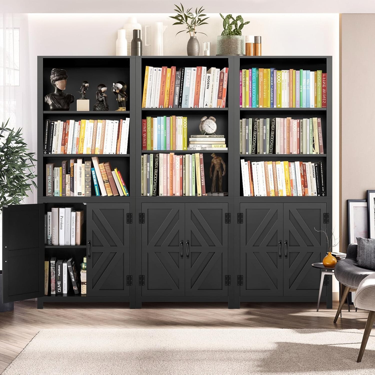 71" Tall Adjustable Framed 5-Shelf Wood Bookcase Storage Shelving Wide Bookshelf gallery