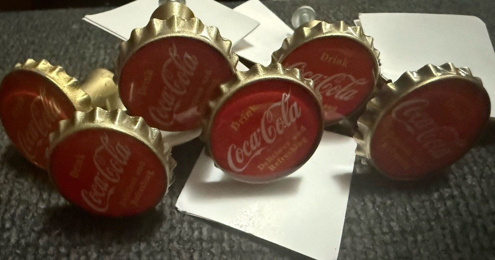 6qty - Retro Coke Bottle Cap Drawer Pull Knob Coca Cola gallery