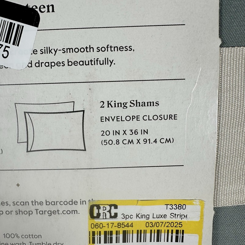 Threshold Duvet Cover Set 100% Cotton Damask Striped, Light Teal Green, King Sz. gallery