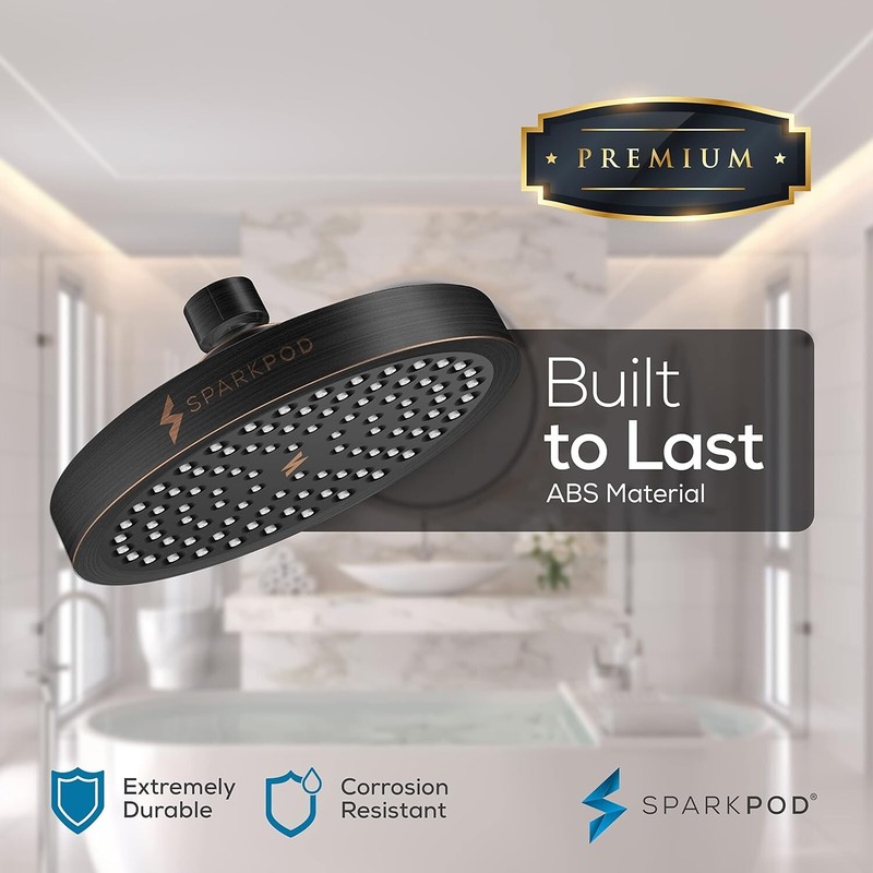 Sparkpod 6” Luxury Rainfall Shower Head And 11” Adjustable Shower Arm Extension gallery