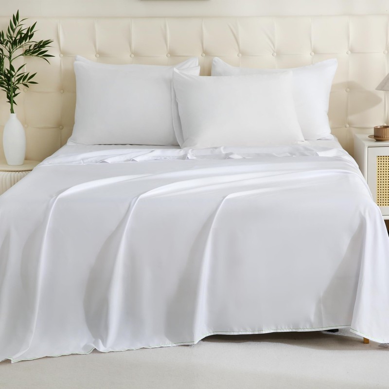 ZPECC King Flat Sheet Only 4 Pack, Durable White Top Bed Sheets King, gallery