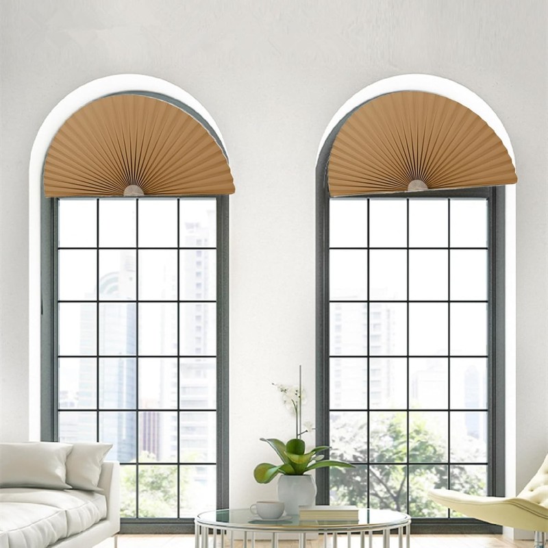Arch Window Pleated Blinds Half Circle Window Shades Cordless Non-Woven Self gallery