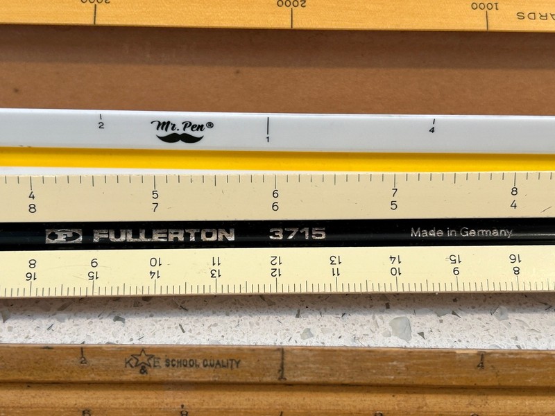 12 Triangular Scale Architect Engineers Ruler Lot Wood, Metal, Plastic -Keuffel gallery