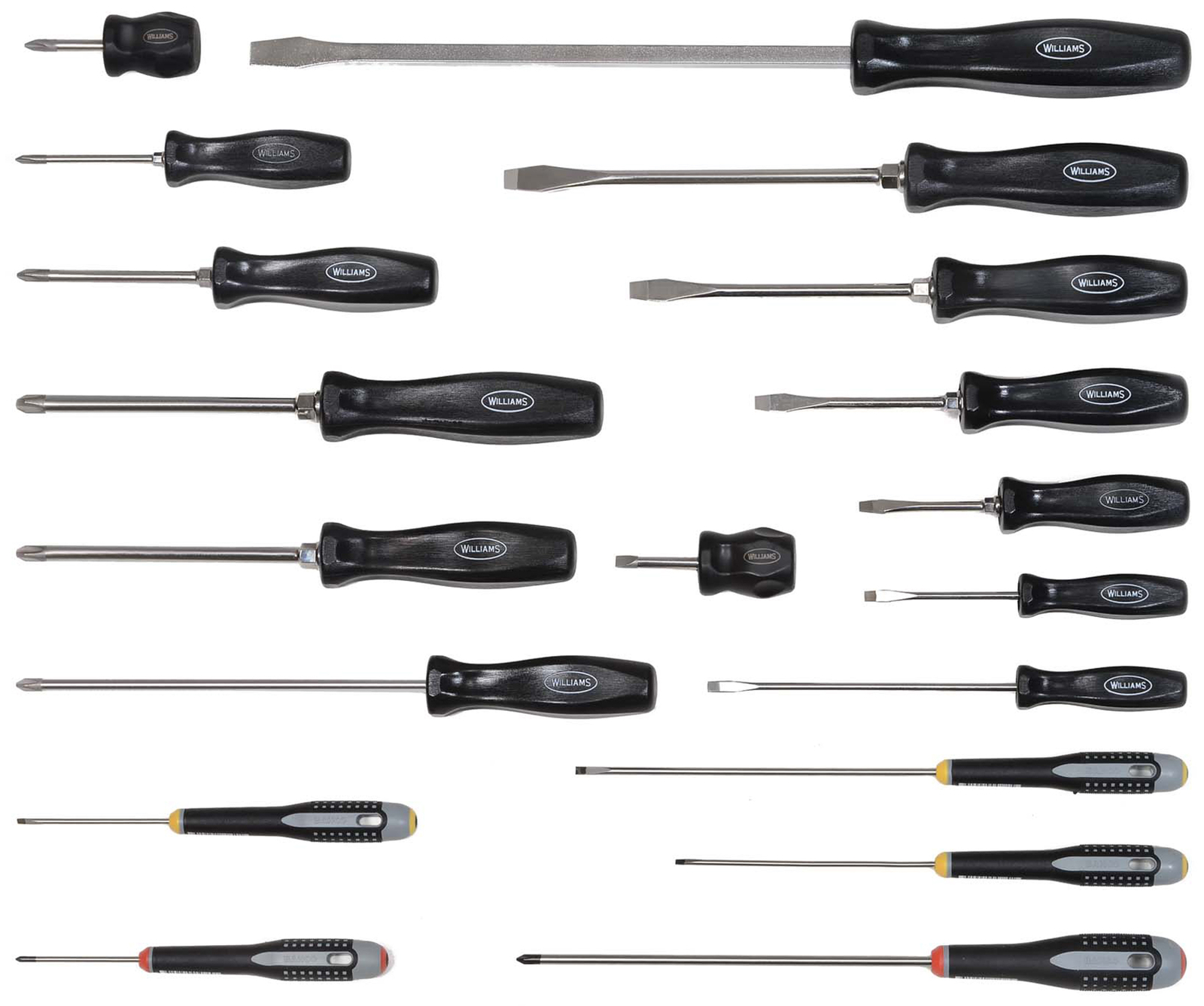 19pc EnduroGrip Screwdriver Set,8-Phillips,5-Cabinet,6 Keystone Slotted Williams gallery