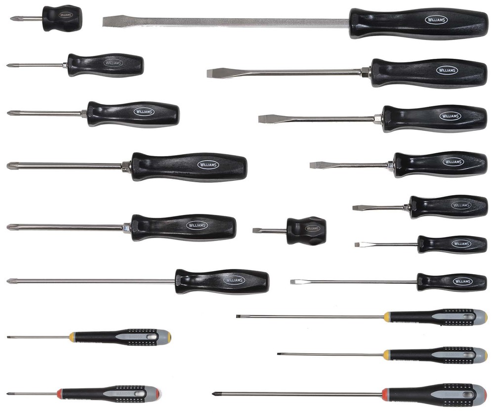 19pc EnduroGrip Screwdriver Set,8-Phillips,5-Cabinet,6 Keystone Slotted Williams
