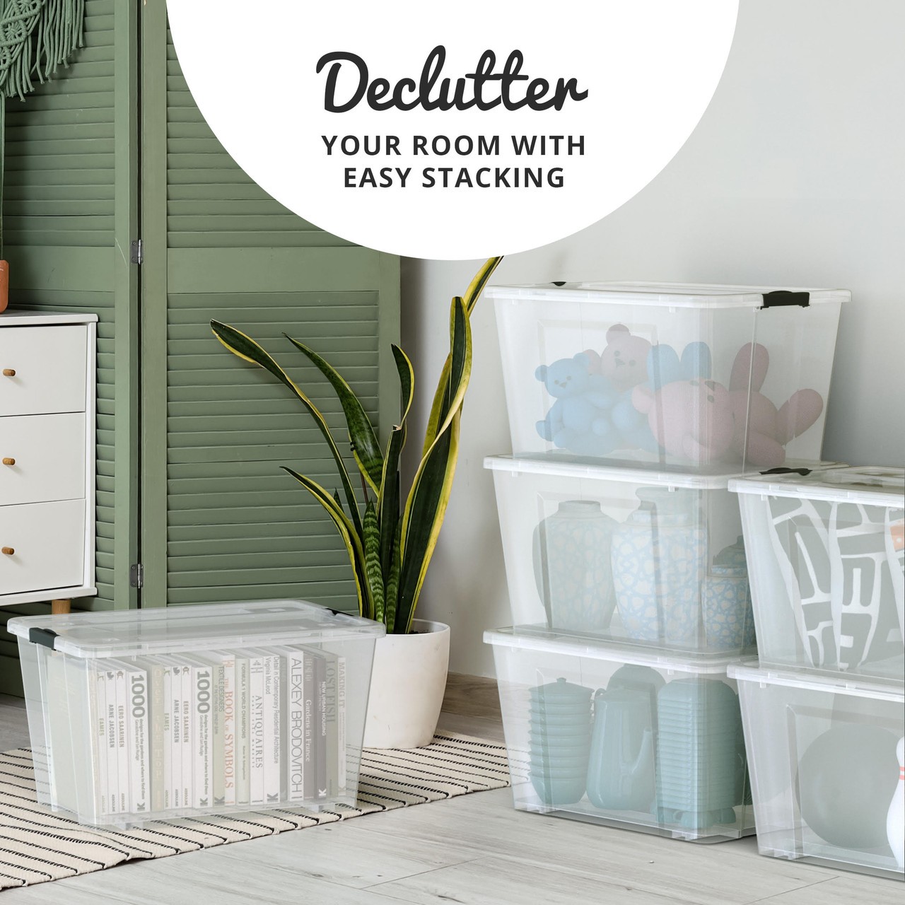 54 Quart Gasket Box, Stackable Storage Bin with Latching Lid, 6 Pack gallery