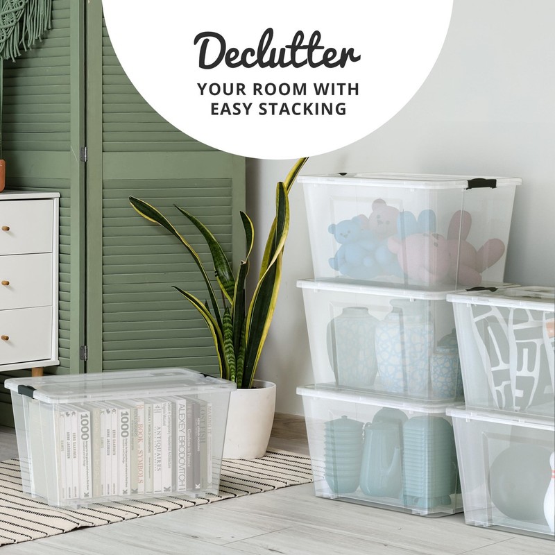 54 Quart Gasket Box, Stackable Storage Bin with Latching Lid, 6 Pack gallery