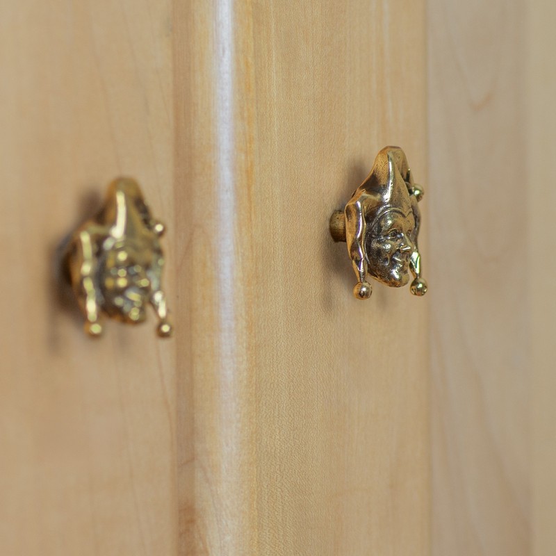 Fantasy Brass Jester Knob – Handmade Joker Cabinet Handle Carnival Style gallery