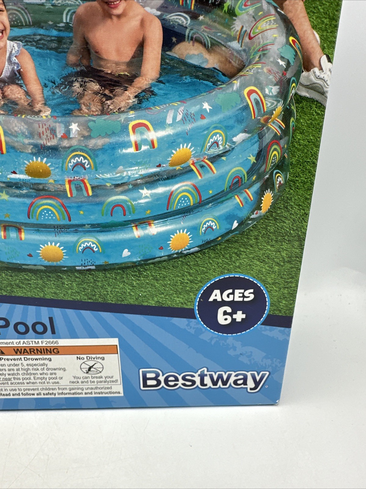 Inflatable Rainbow Splash Play Pool 59"x59"x21" *118 Gallons H2O GO! NEW IN BOX gallery