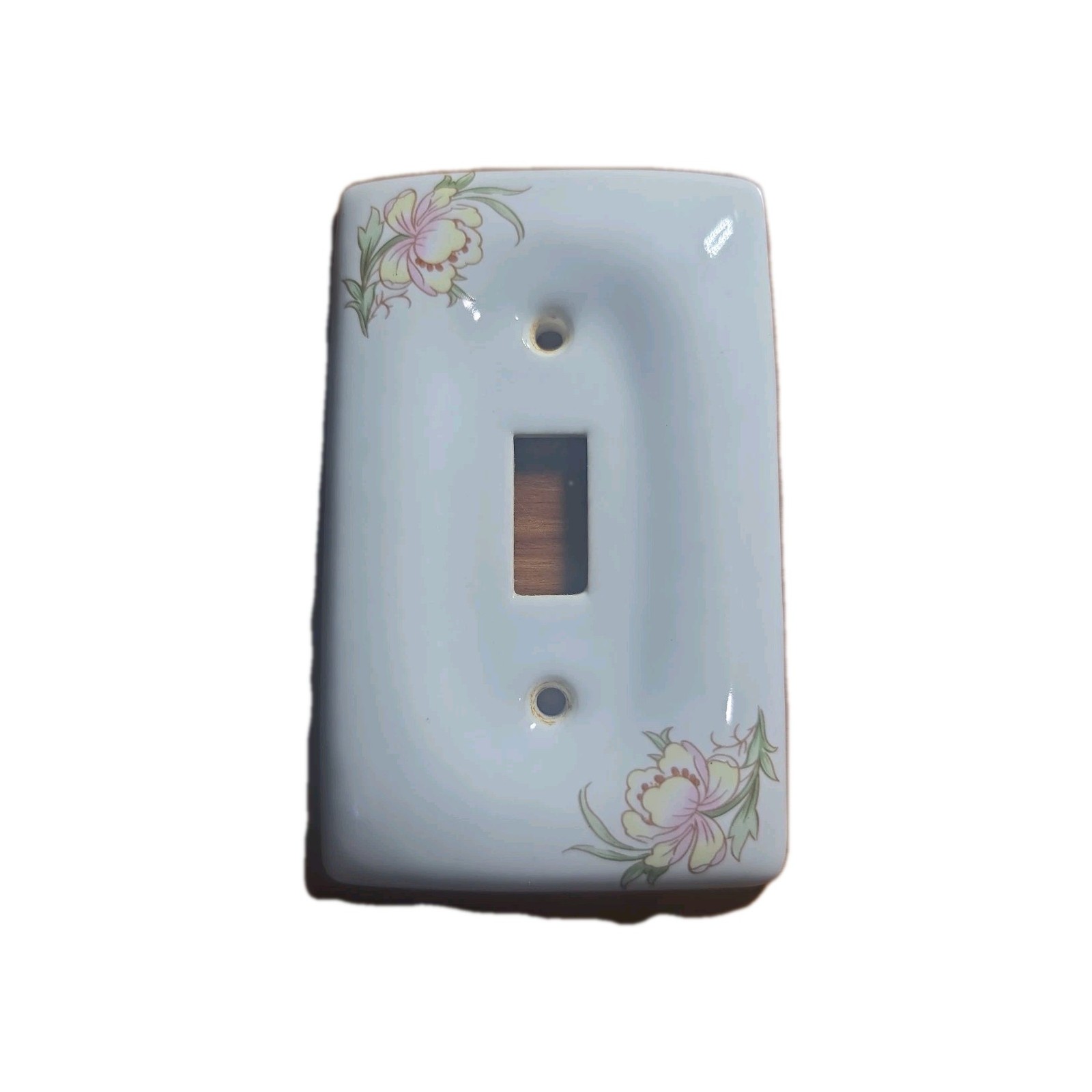 Vintage Porcelain Single Light Switch Cover Plate With Floral Design Made In... gallery