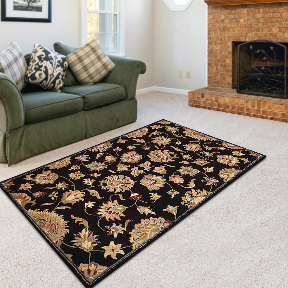 Eco-Friendly Hand Tufted Wool Area Rug Oriental Black BBH Homes BBK00653 gallery