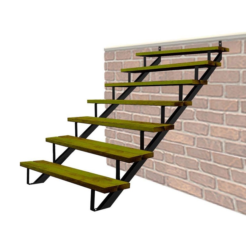Stair Step Riser 57 Inch 7 Metal Stringer 2 Pack Black Steel Height Deck gallery
