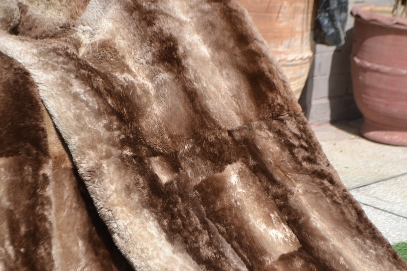 Genuine Real Sheared Phantom Beaver Fur Blanket King Size throw 83" x 73" Rug gallery