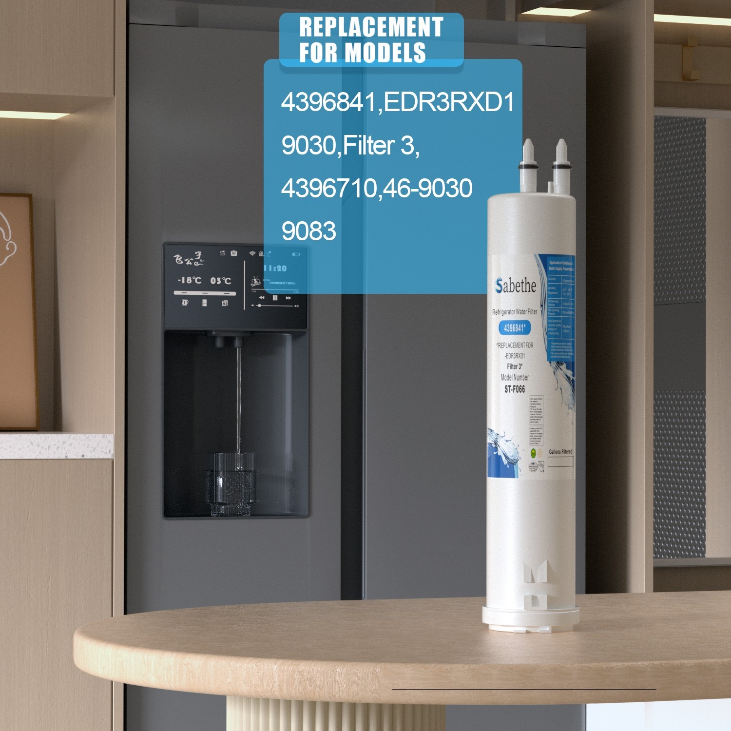 Refrigerator water filter Replacement for KAD3RXD1,WHR3RXD1,46-9083,46-9030 gallery