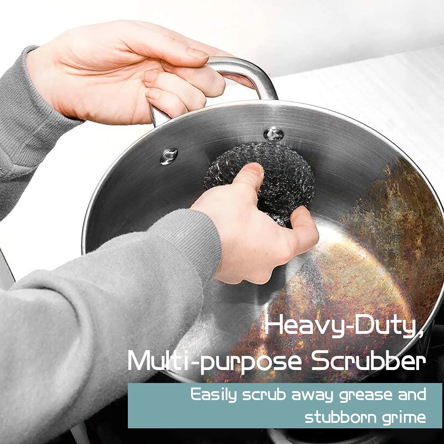 2 Stainless Steel Wool BBQ Grill Scrubber Replacement Scouring Pads Heavy Duty gallery