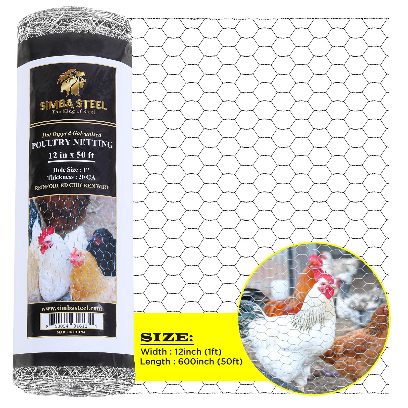 Galvanized Poultry Net - Fencing | Chicken Wire 1" Hole - Many Sizes SIMBA STEEL gallery