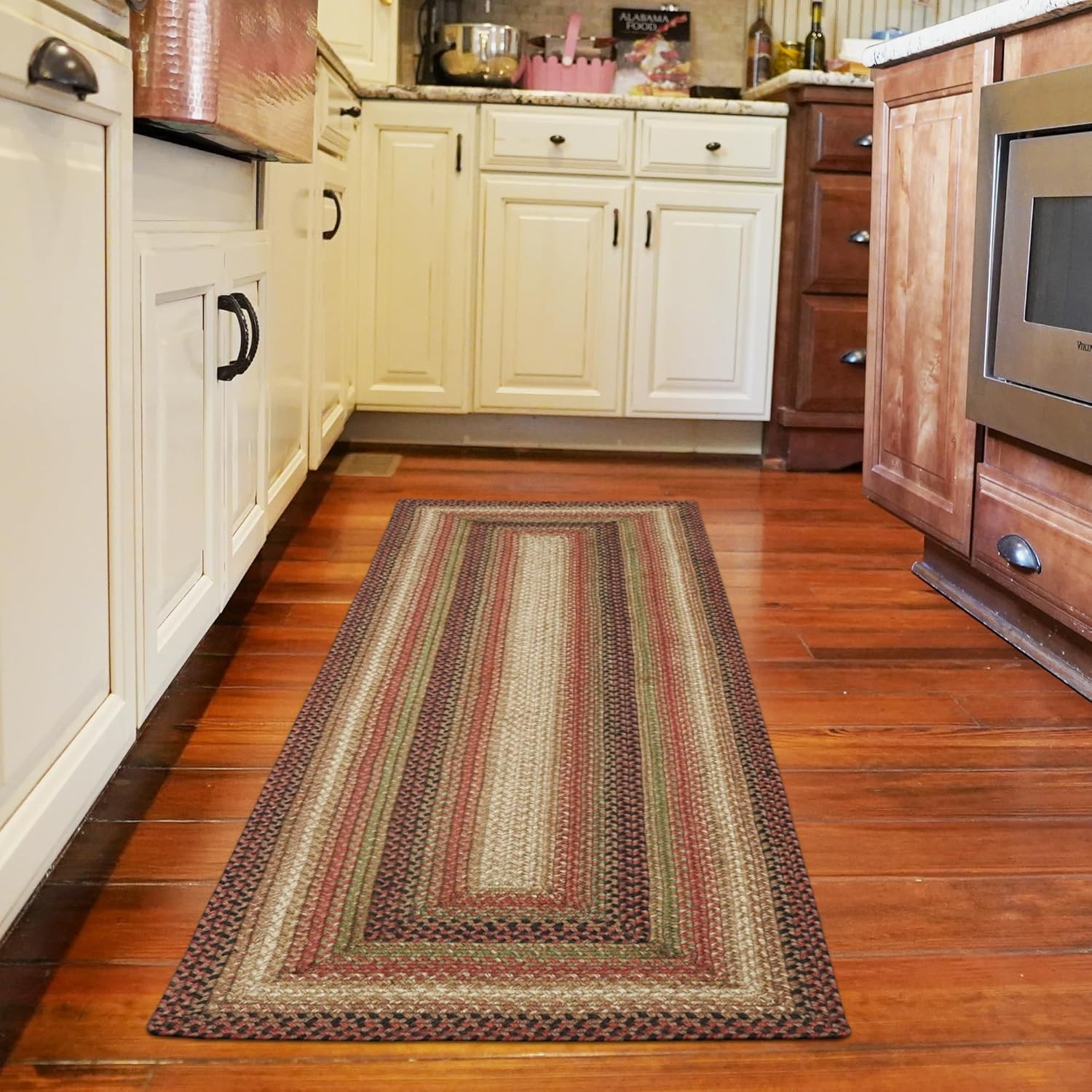 Gingerbread Premium Jute Braided Rug, 2x6' Rectangular Hall Runner Brown, Red, gallery