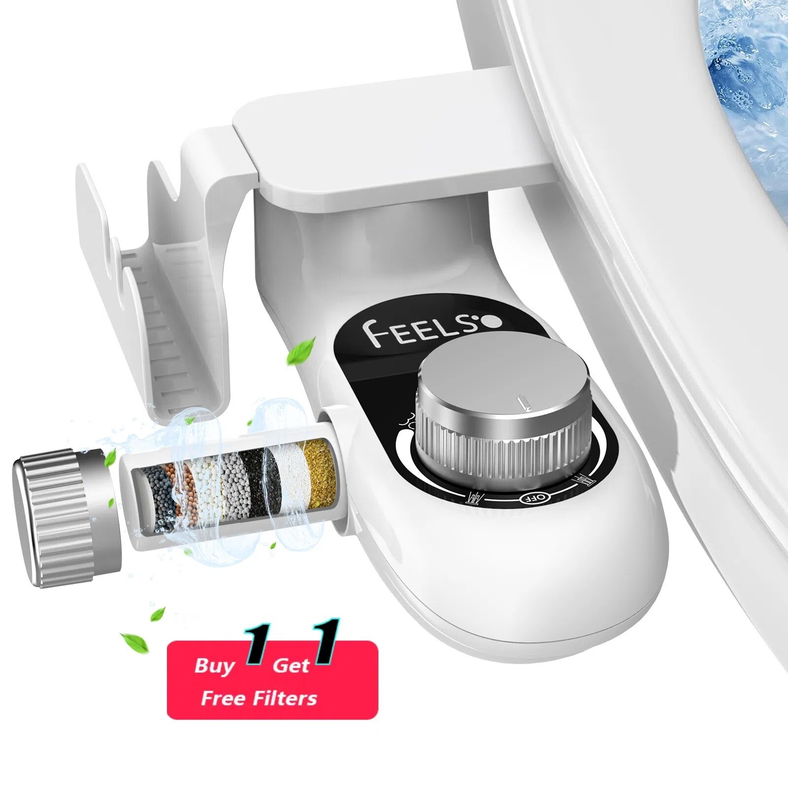 Bidet Fresh Water Spray Kit Non-Electric Toilet Seat Attachment with Dual Nozzle gallery