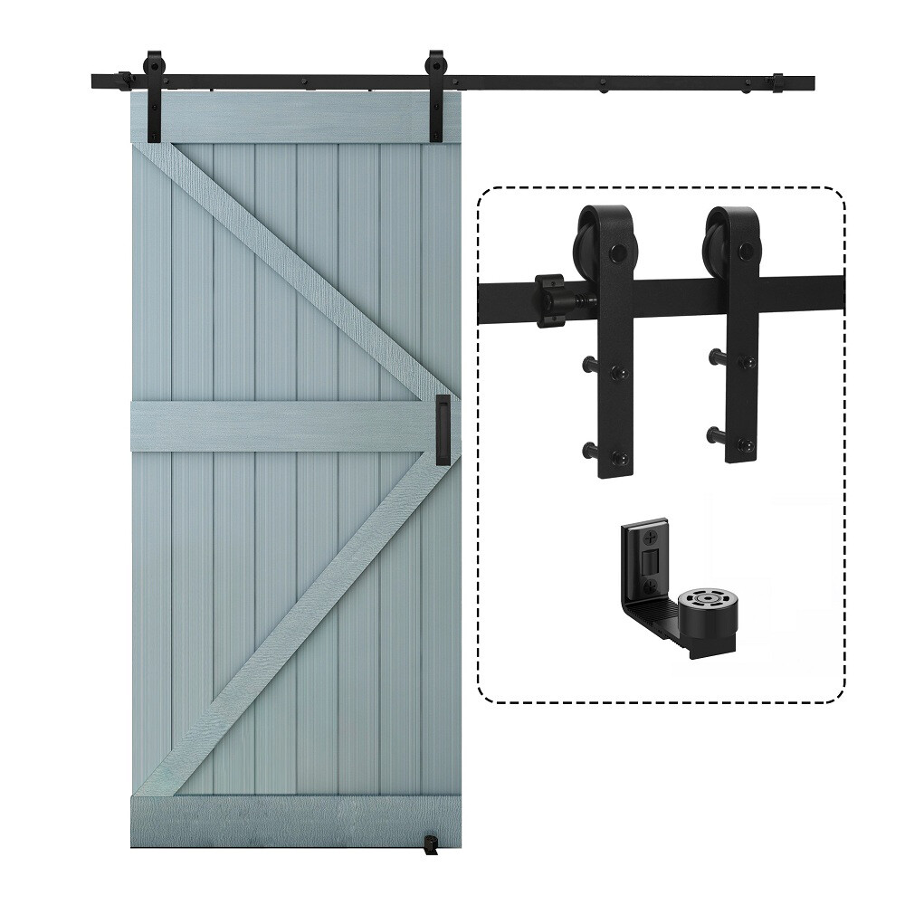 5FT-14FT Sliding Barn Door Hardware Closet Track Kit for Single Door Black gallery