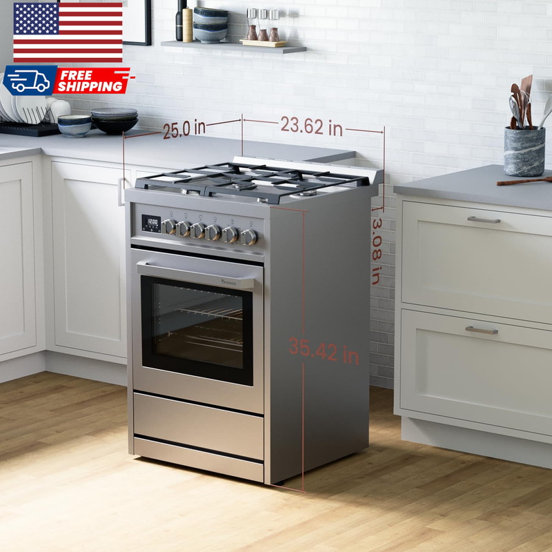 RRG241TS 24" Gas Range Oven with Timer Stainless Steel Sealed Burners Convec gallery