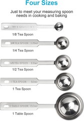 5PCS Measuring Spoons Set, Includes 1/8 tsp, 1/4 tsp, 1/2 tsp, 1 tsp, 1