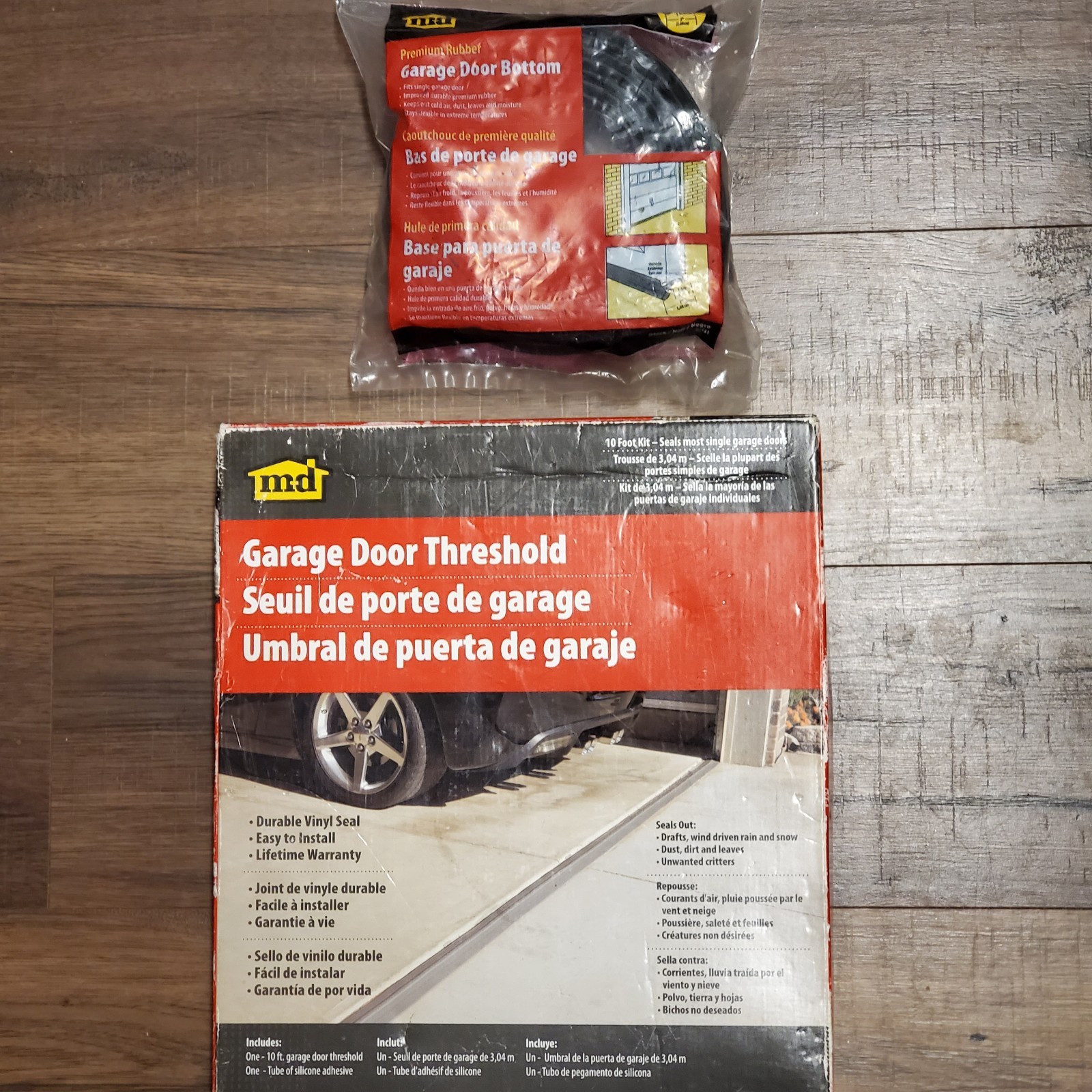 M-D 10' Vinyl Threshold Kit 50100 + 9' Premium Rubber Door Rubber Bottom 03723 gallery